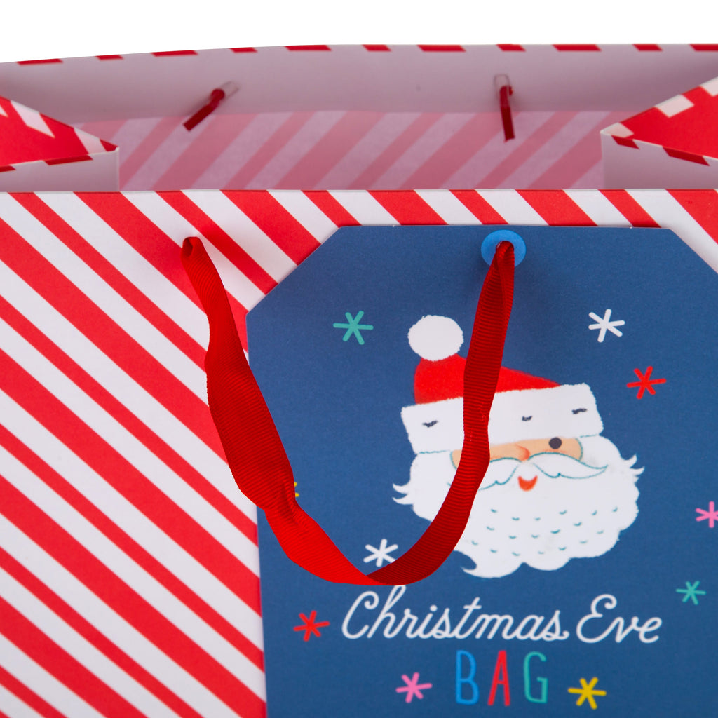 Large Christmas Eve Gift Bags - Pack of 2 Red & White Stripes Designs