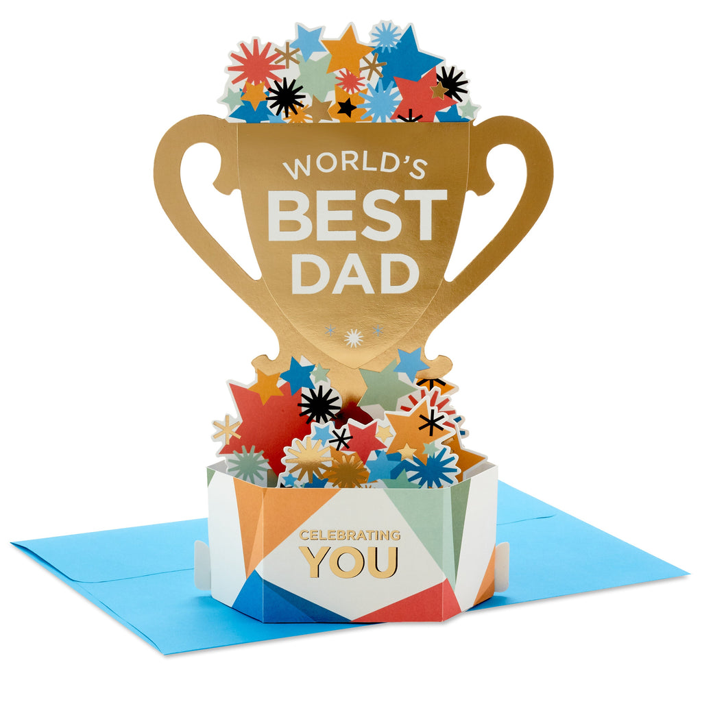 Father's Day Card for Dad - 3D Pop-Up 'Best Dad' Trophy