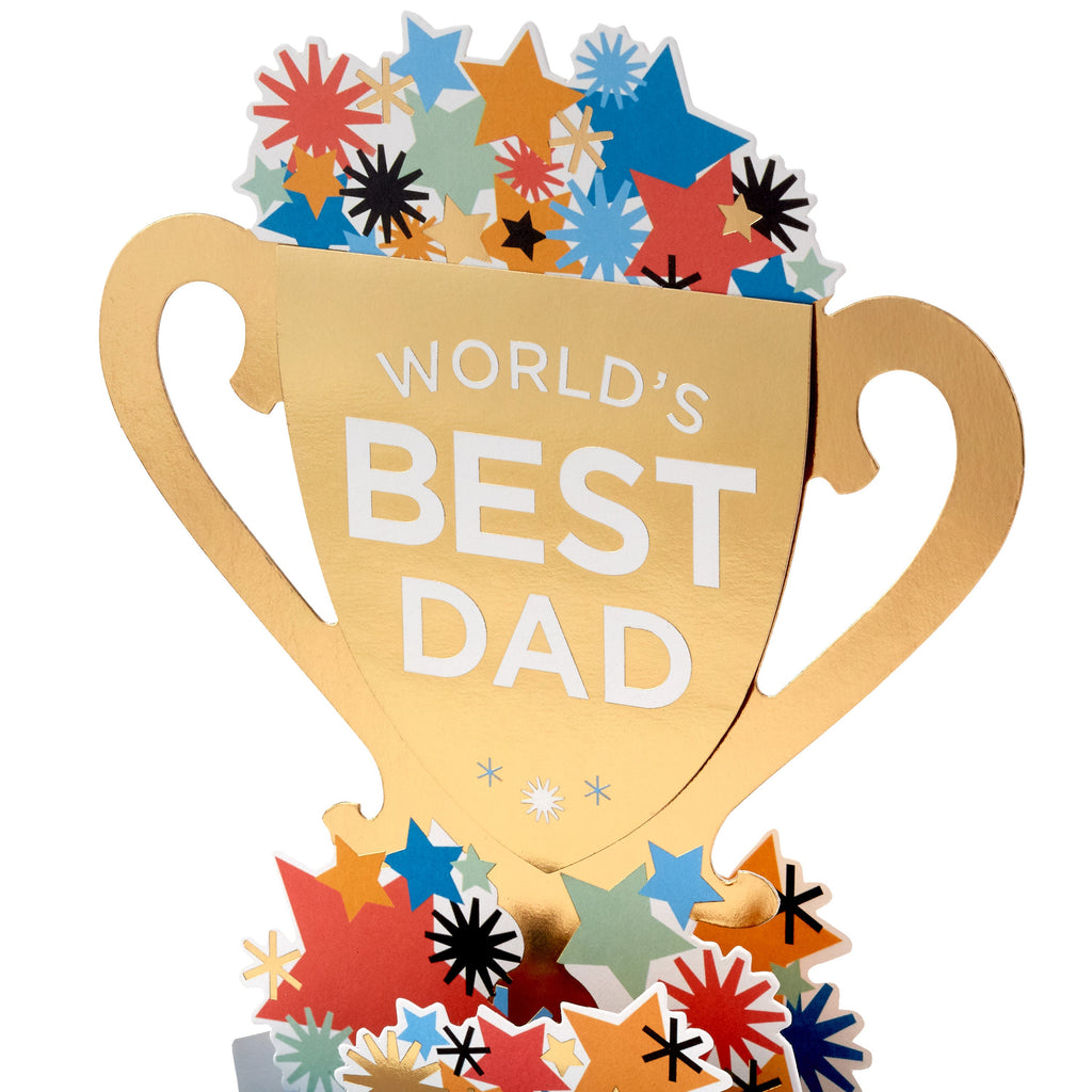 Father's Day Card for Dad - 3D Pop-Up 'Best Dad' Trophy