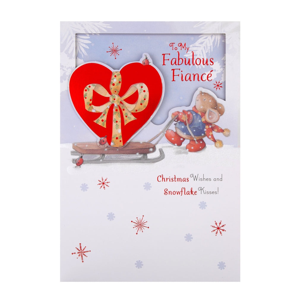 Christmas Card for Fiancé - Cute Country Companions Tri Fold Design with 3D Add On