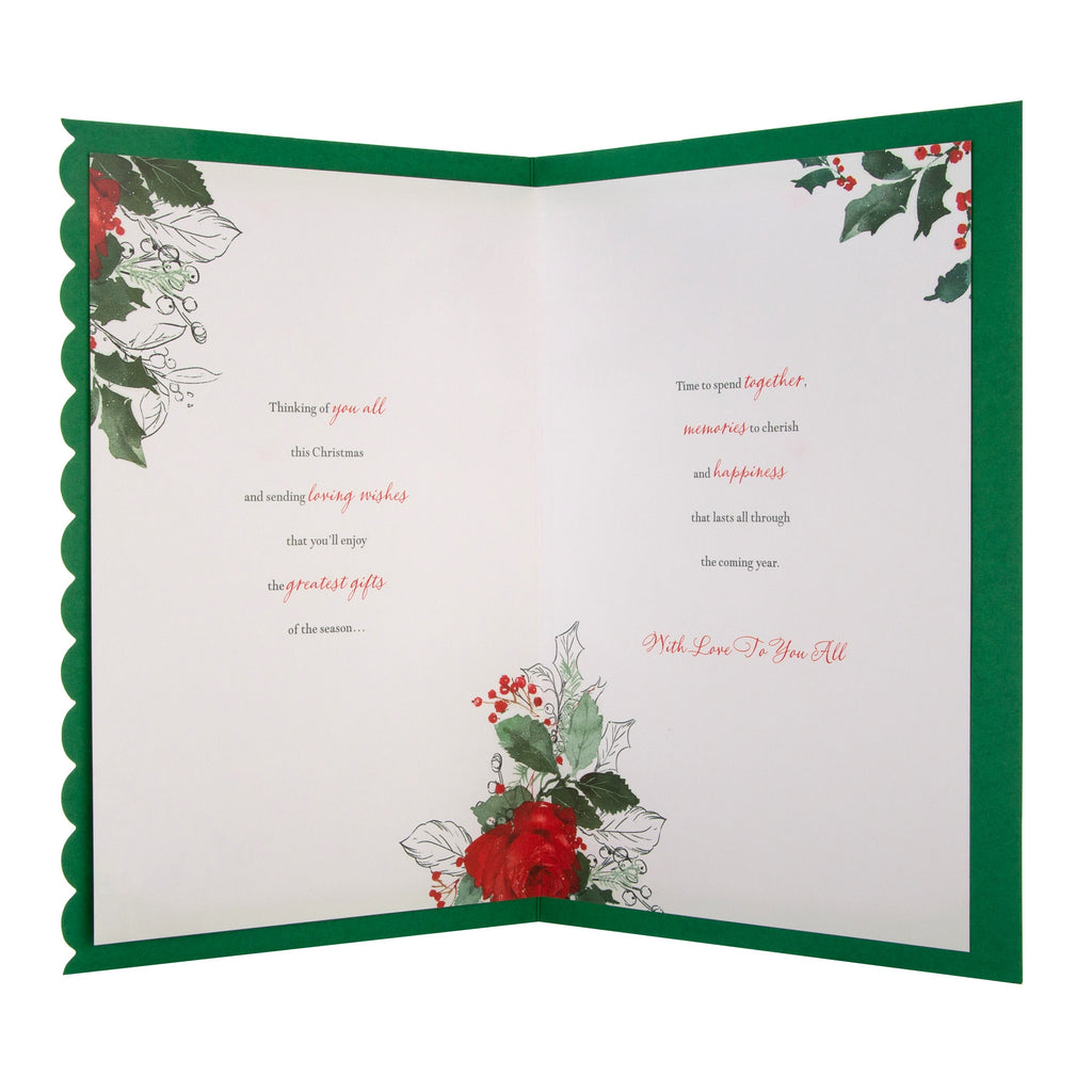 Christmas Card for All of You - Classic Tree Decorations Design with 3D Add Ons and Gold Foil