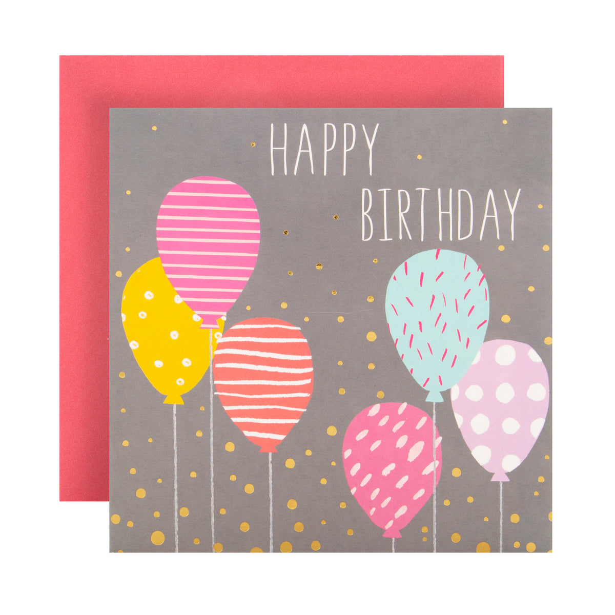 Balloon Design Birthday Card With Gold Foil 