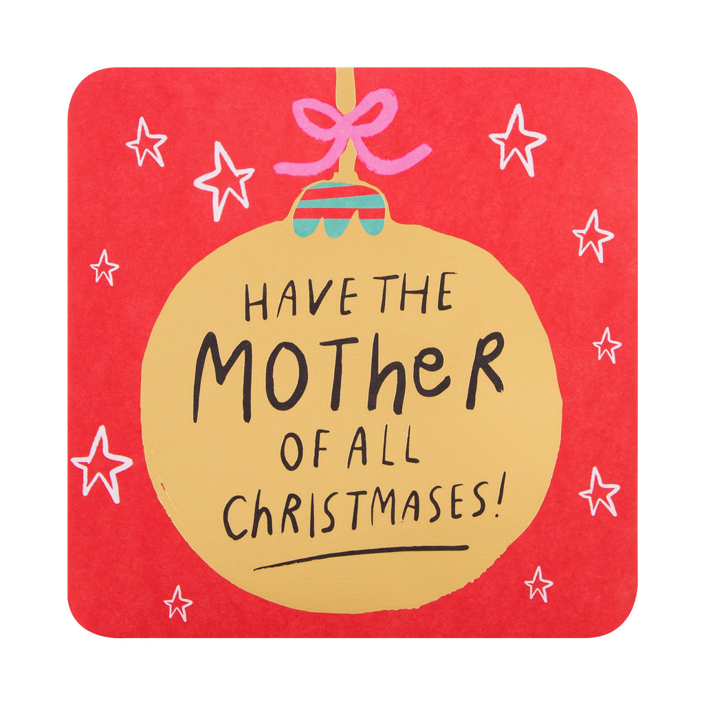 General Christmas Card - Contemporary Bright Bauble Design with Gold Foil