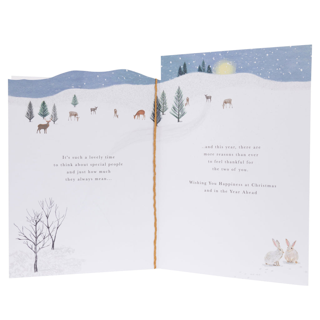 Christmas Card for a Special Couple - Die-cut Illustrated Winter Scene Design