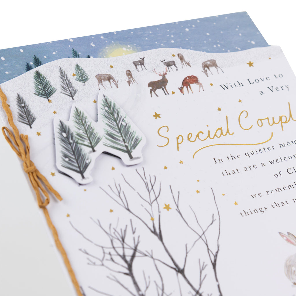 Christmas Card for a Special Couple - Die-cut Illustrated Winter Scene Design