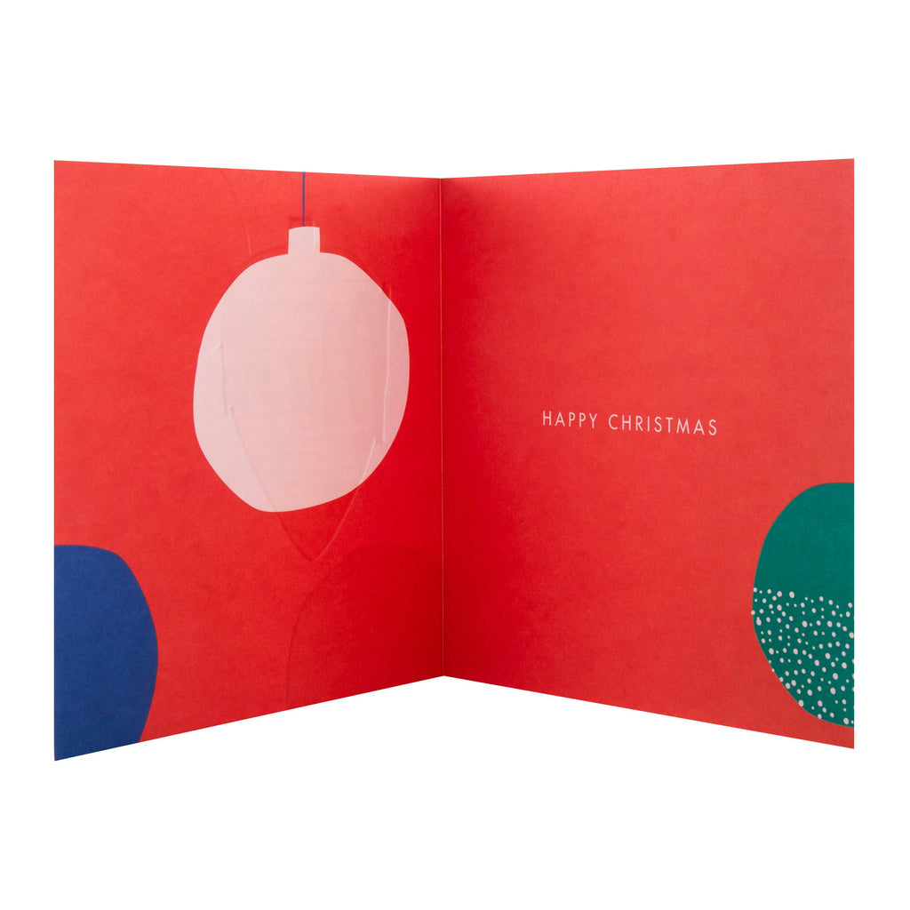 Christmas Card for Mum - Contemporary Festive Bauble Design with Gold Foil