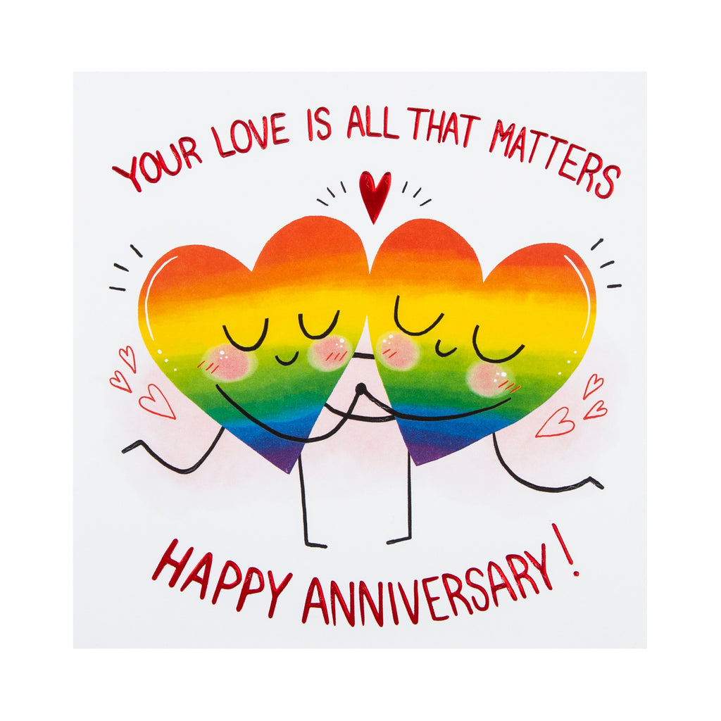 Anniversary Card - Madebysoph, Spotted Collection, Rainbow Hearts Design