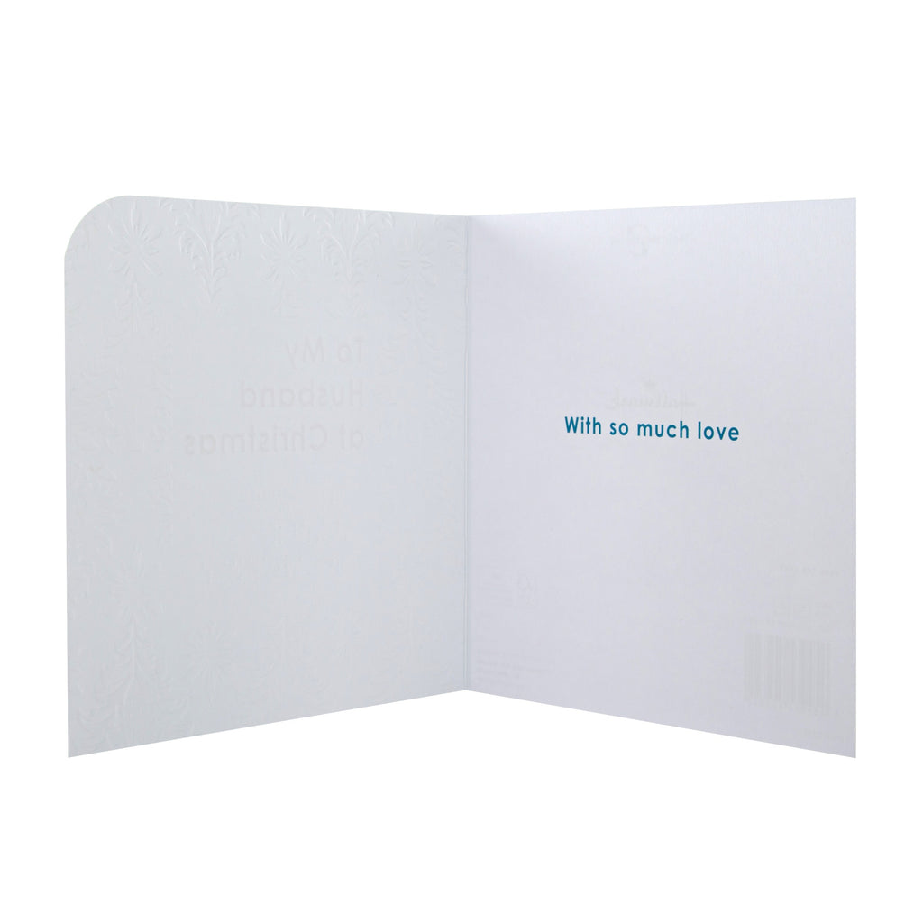 Braille Christmas Card for Husband - Contemporary Embossed Design with Silver Foil