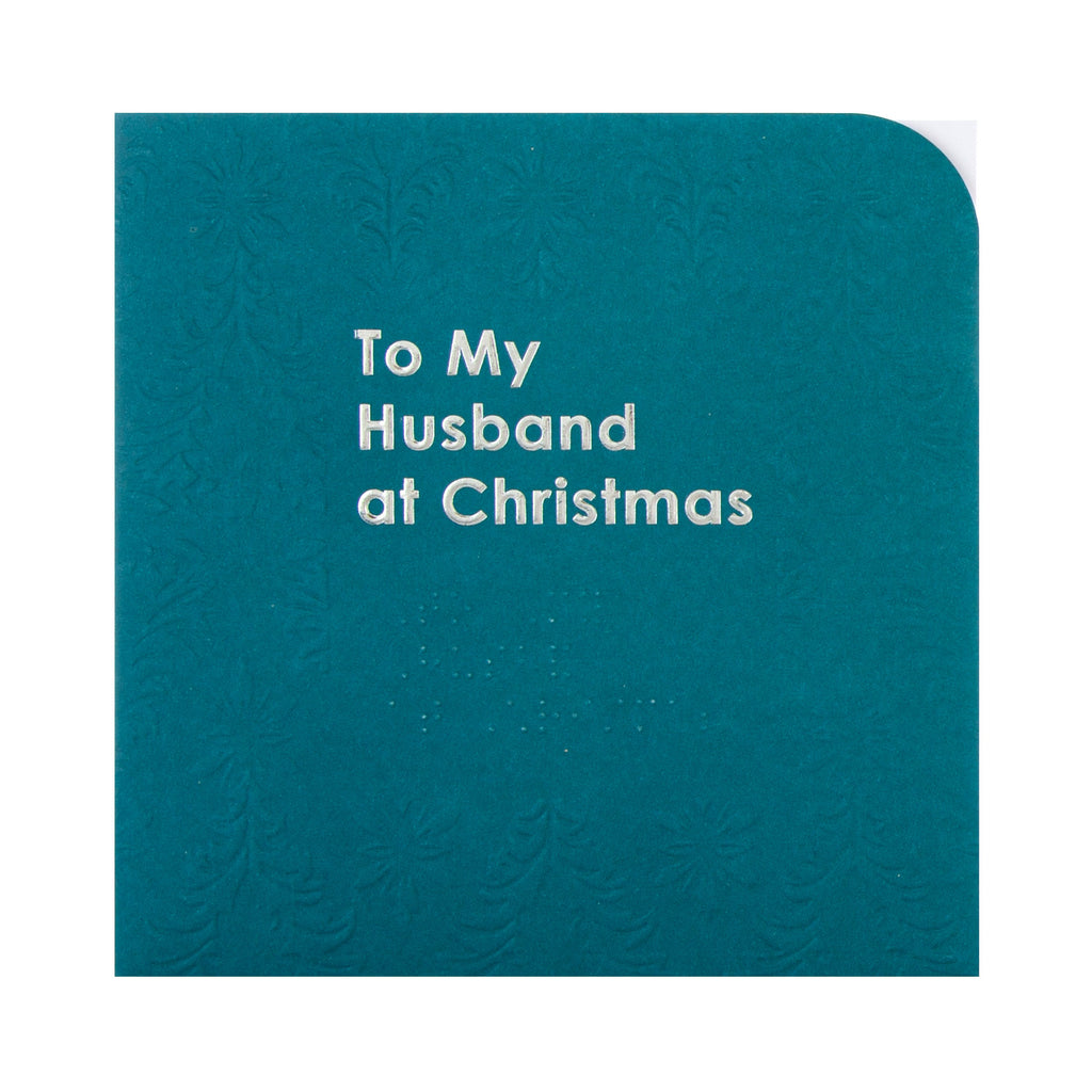 Braille Christmas Card for Husband - Contemporary Embossed Design with Silver Foil