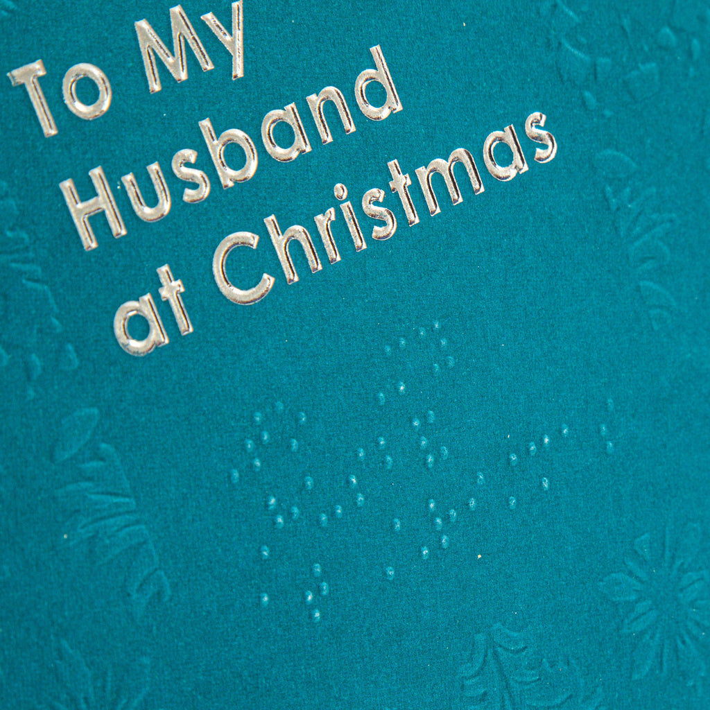 Braille Christmas Card for Husband - Contemporary Embossed Design with Silver Foil