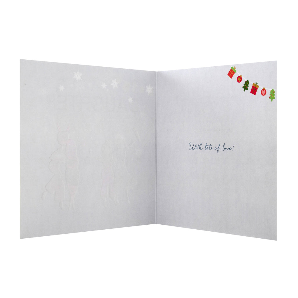 Christmas Card for Daughter - Festive Friends Design with Silver Foil