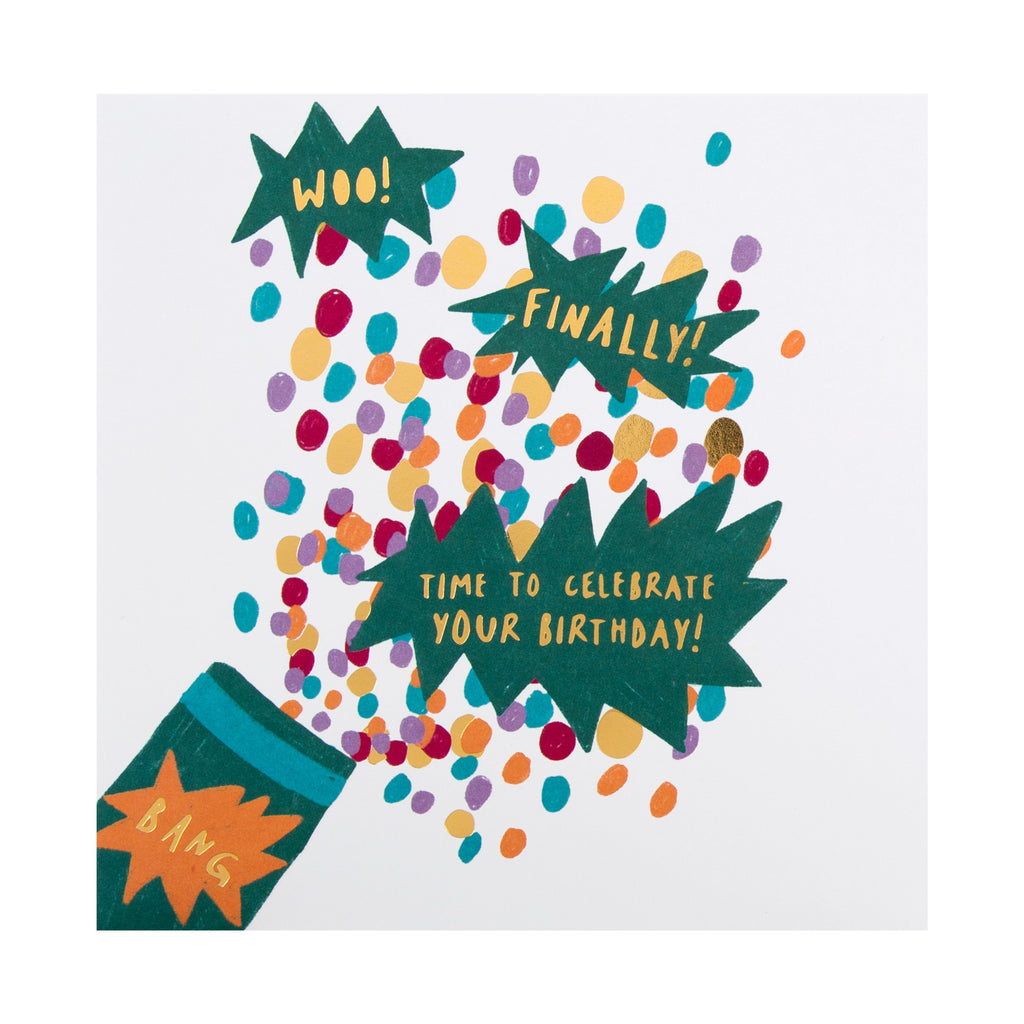 Belated Birthday Card - Contemporary Design with Gold Foil