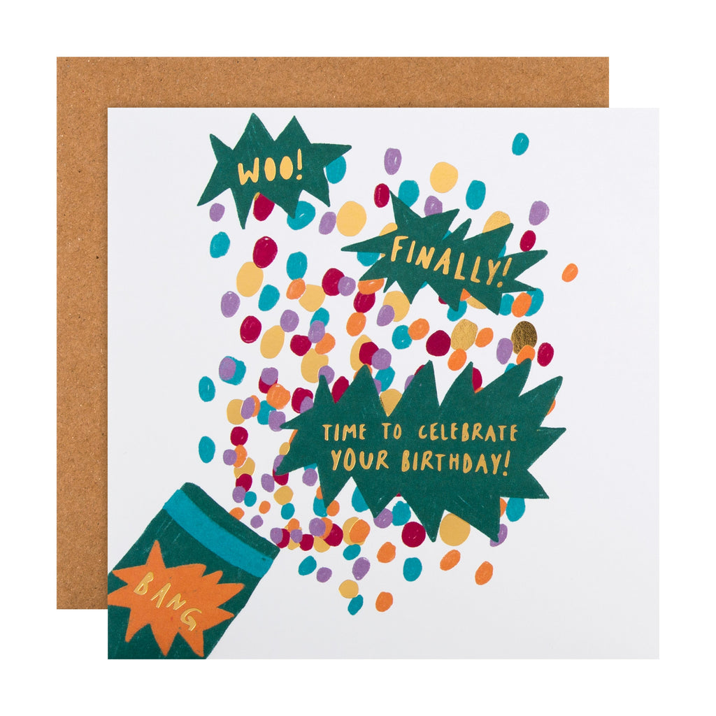 Belated Birthday Card - Contemporary Design with Gold Foil