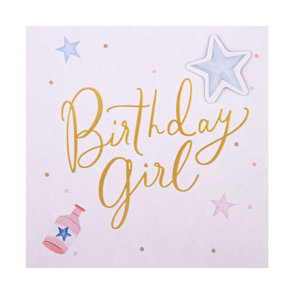 Birthday Girl Card - Contemporary Text Based Design