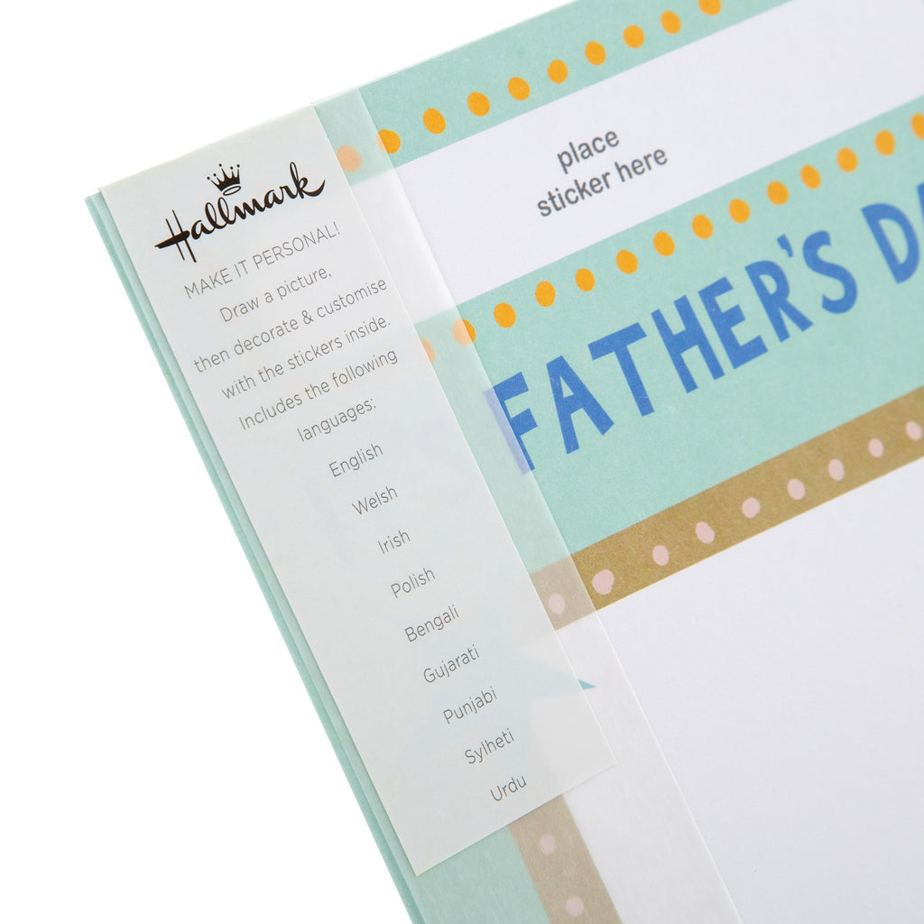 Father's Day Card - Contemporary Design with Customisable Sticker Sheet