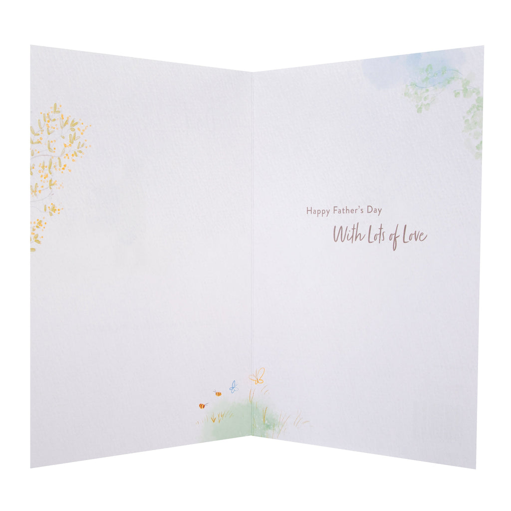 Father's Day Card for Dad - Cute Illustrated Bear Design with Gold Foil and 3D Attachment