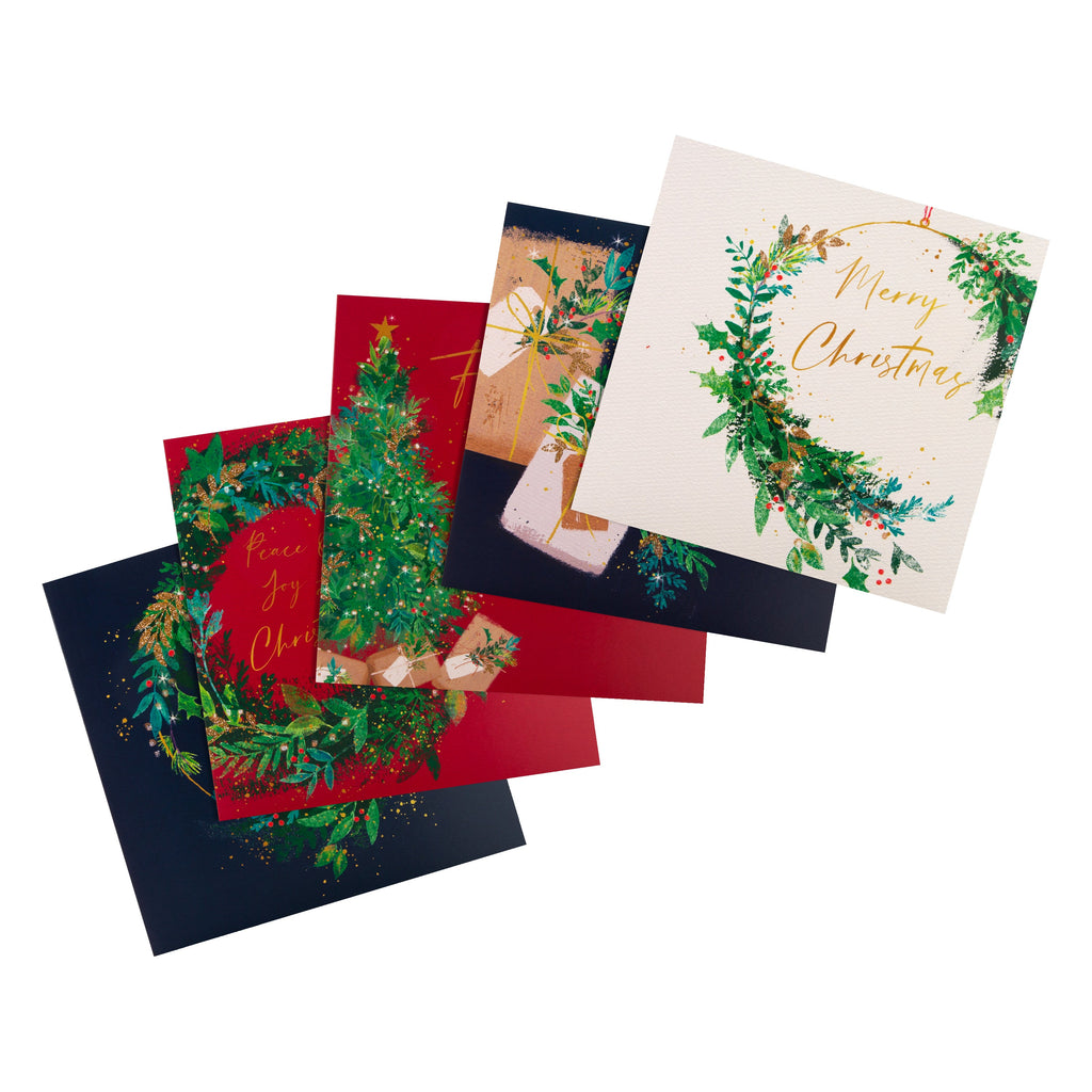 Charity Christmas Cards - Pack of 30 in 5 Classic Wreath Designs