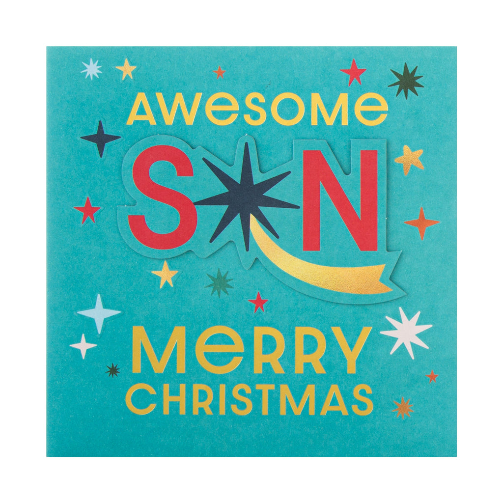 Christmas Card for Awesome Son - Contemporary Stars Design