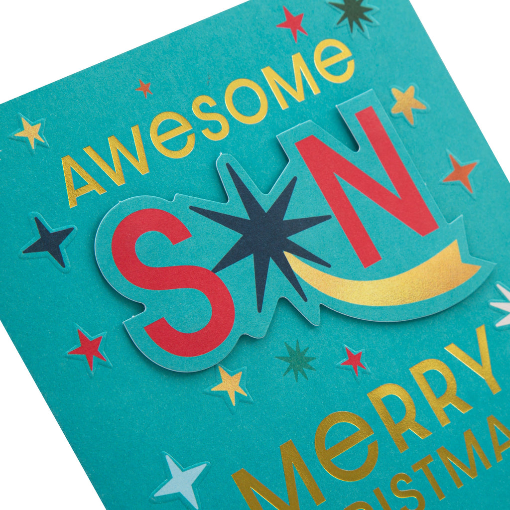 Christmas Card for Awesome Son - Contemporary Stars Design