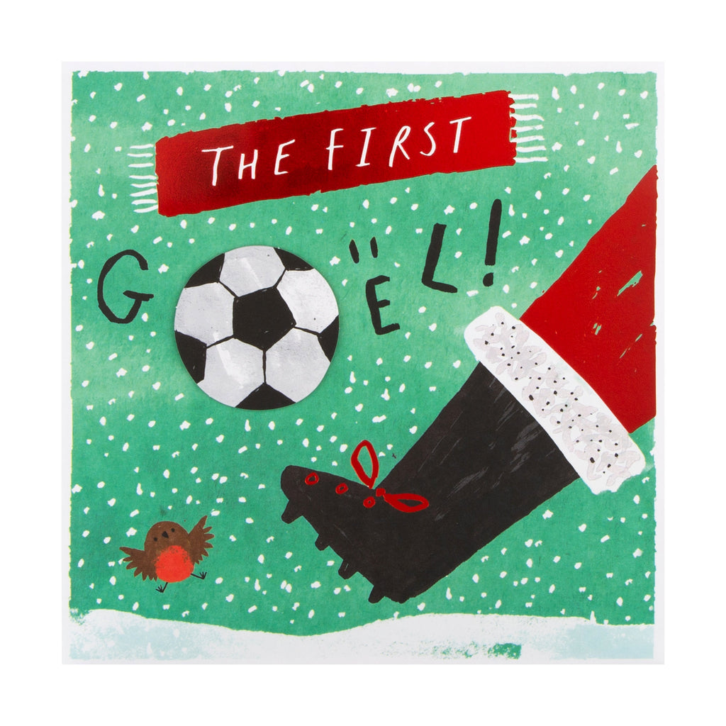 Christmas Card Open for Kids - Humour 'Goël!' Football Design 