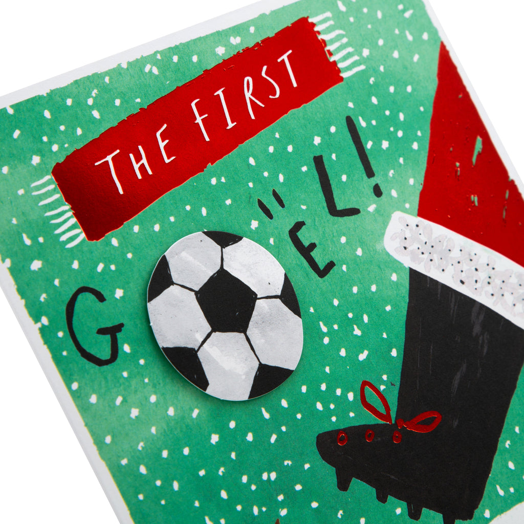 Christmas Card Open for Kids - Humour 'Goël!' Football Design 