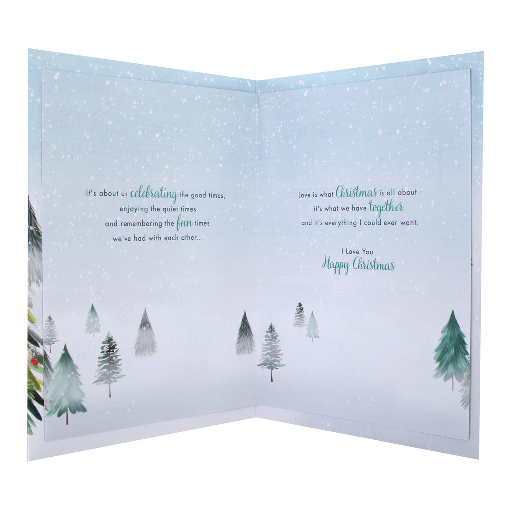 Large Luxury Boxed Christmas Card for One I Love - Classic Winter Scene with Tree Design