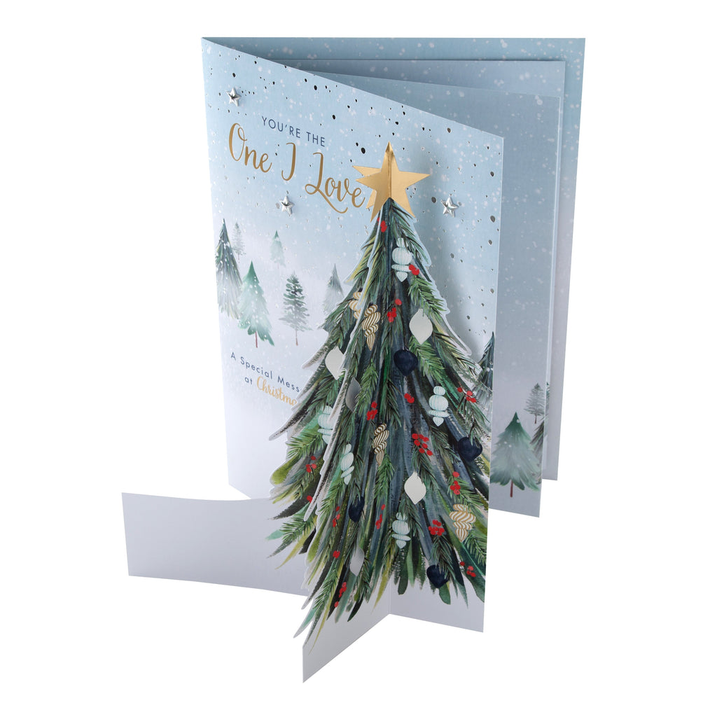 Large Luxury Boxed Christmas Card for One I Love - Classic Winter Scene with Tree Design