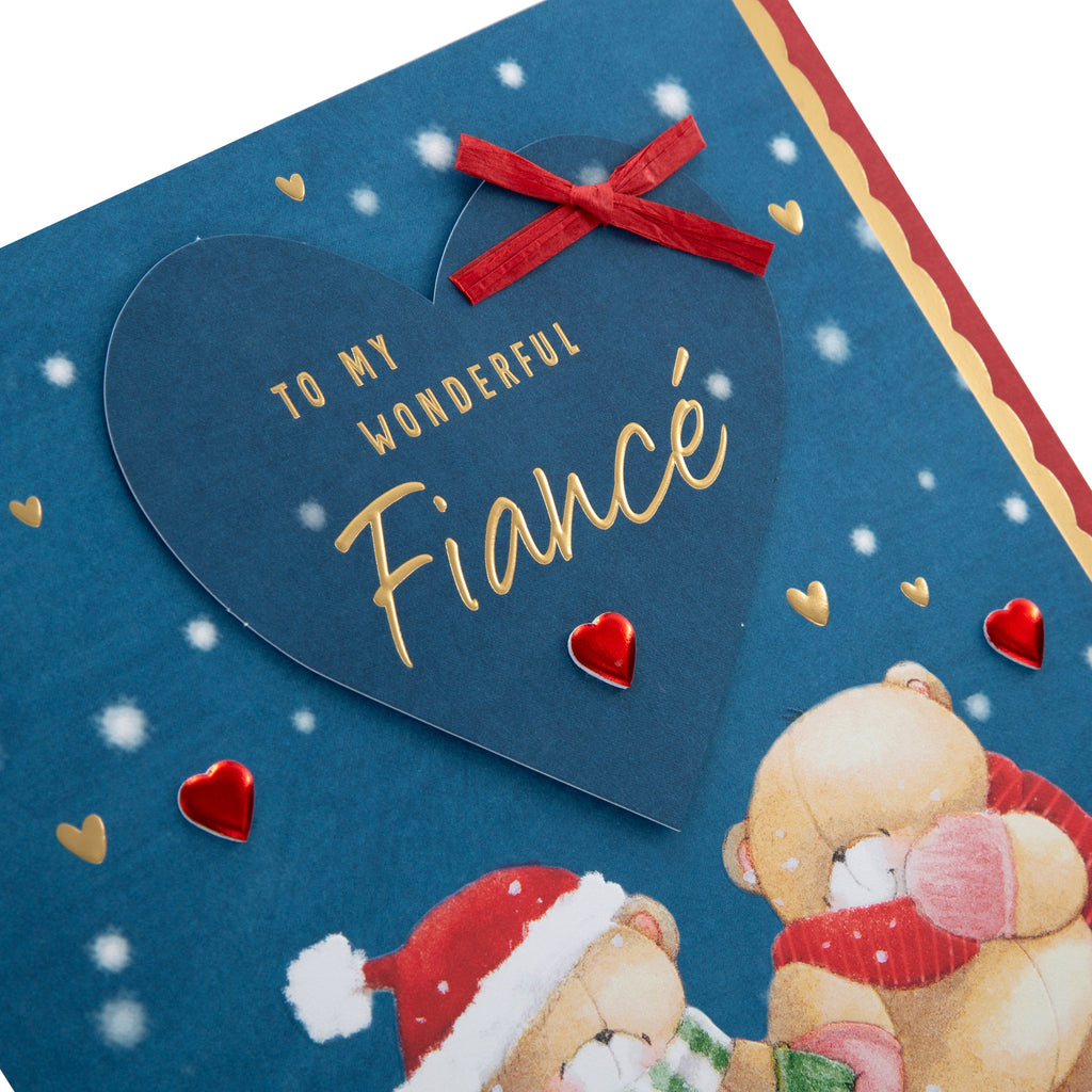 Large Luxury Boxed Christmas Card for Fiancé - Cute Forever Friends Winter Love Design