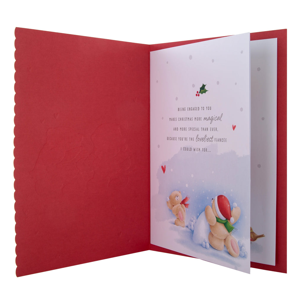 Large Luxury Boxed Christmas Card for Fiancée - Cute Forever Friends Winter Love Design