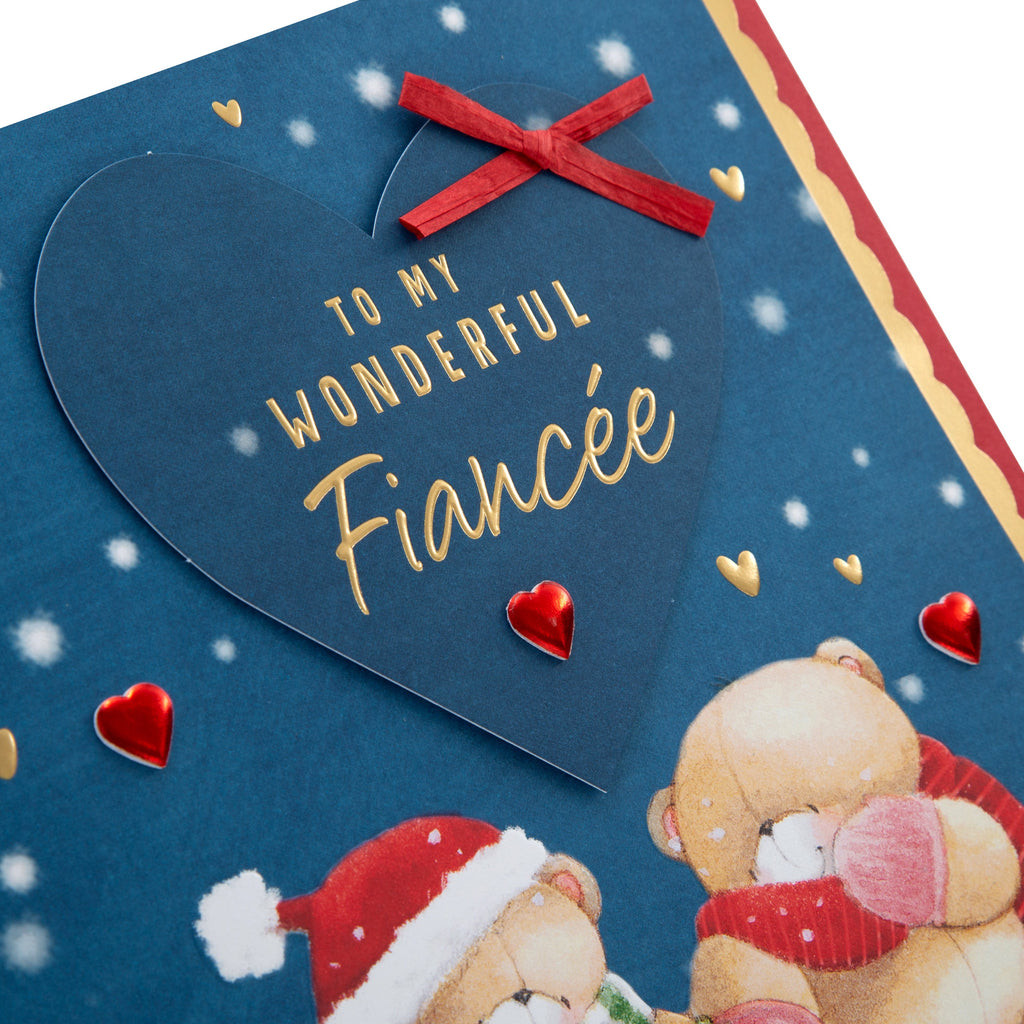 Large Luxury Boxed Christmas Card for Fiancée - Cute Forever Friends Winter Love Design