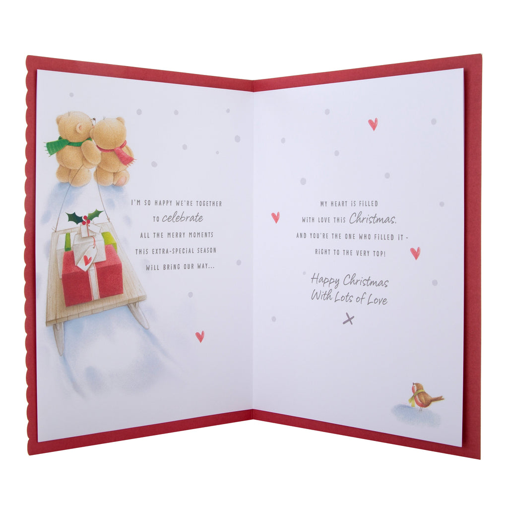 Large Luxury Boxed Christmas Card for Boyfriend - Cute Forever Friends Winter Love Design