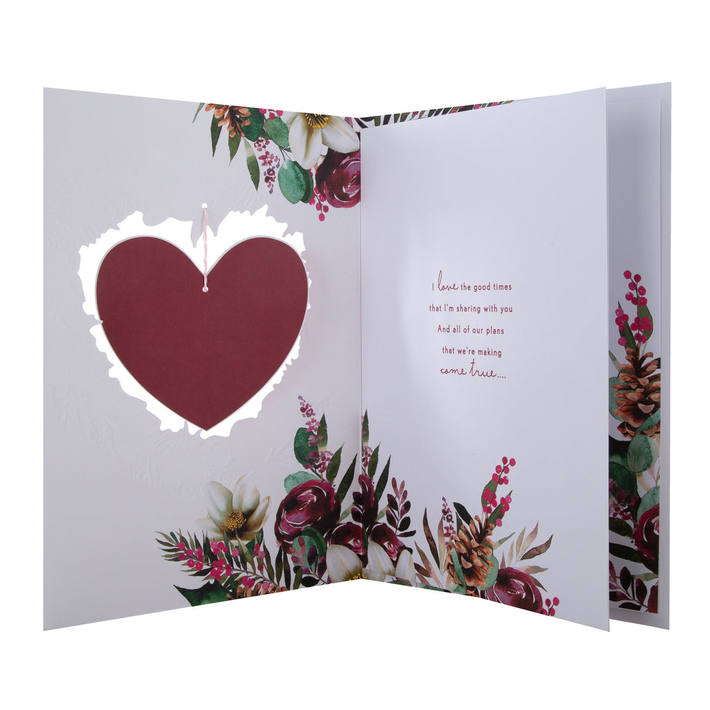 Large Luxury Boxed Christmas Card for Girlfriend - Traditional Heart and Verse Design