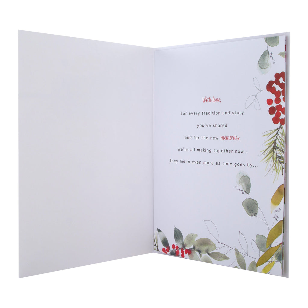 Large Luxury Boxed Christmas Card for Mum - Classic Seasonal Foliage Design