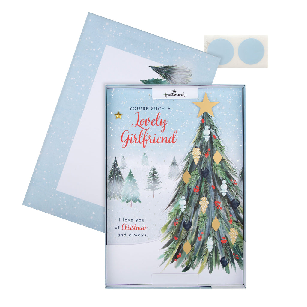 Medium Luxury Boxed Christmas Card for Girlfriend - Classic Winter Scene with Tree Design