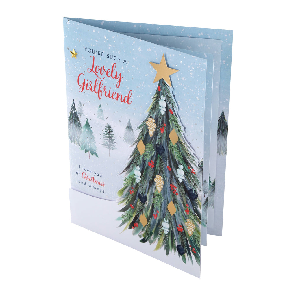 Medium Luxury Boxed Christmas Card for Girlfriend - Classic Winter Scene with Tree Design