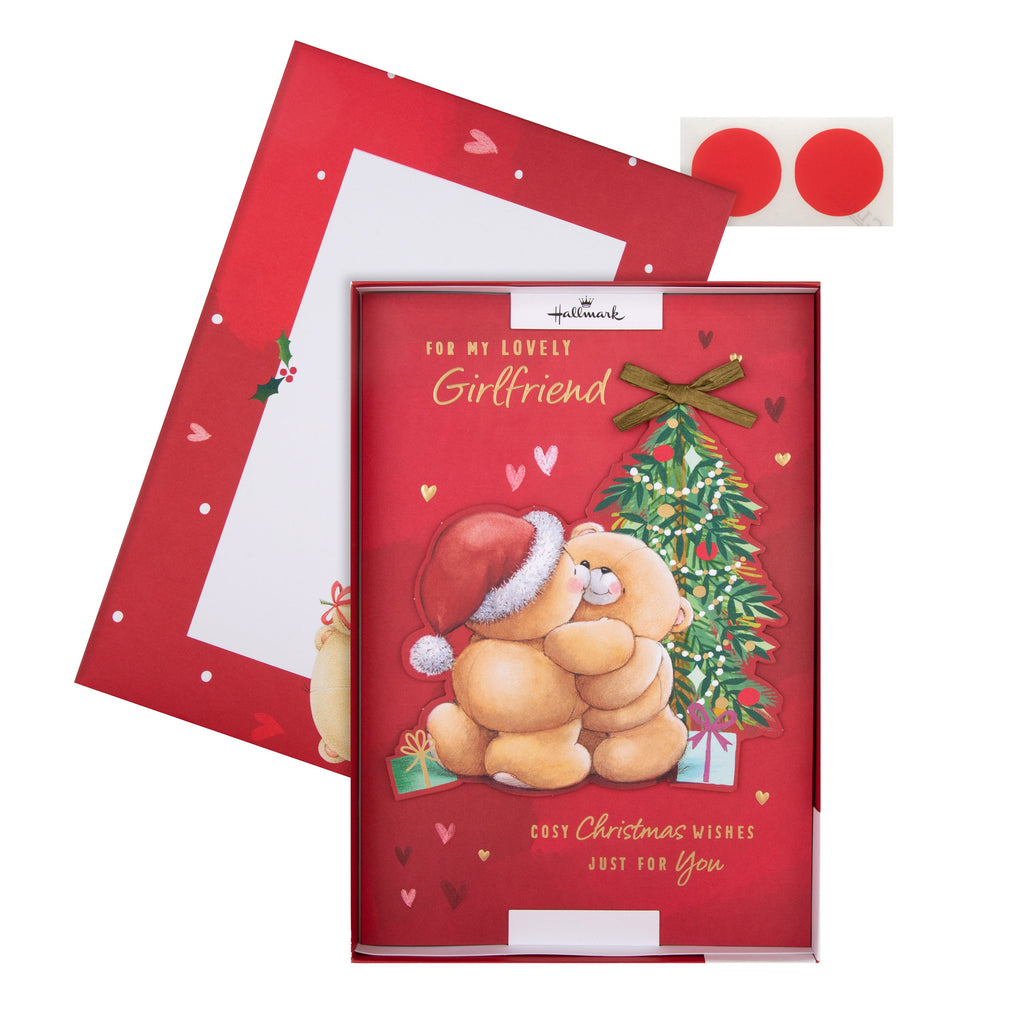 Medium Luxury Boxed Christmas Card for Girlfriend - Cute Forever Friends with Hearts Design