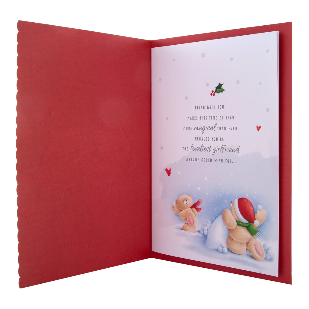 Large Luxury Boxed Christmas Card for Girlfriend - Cute Forever Friends Winter Love Design