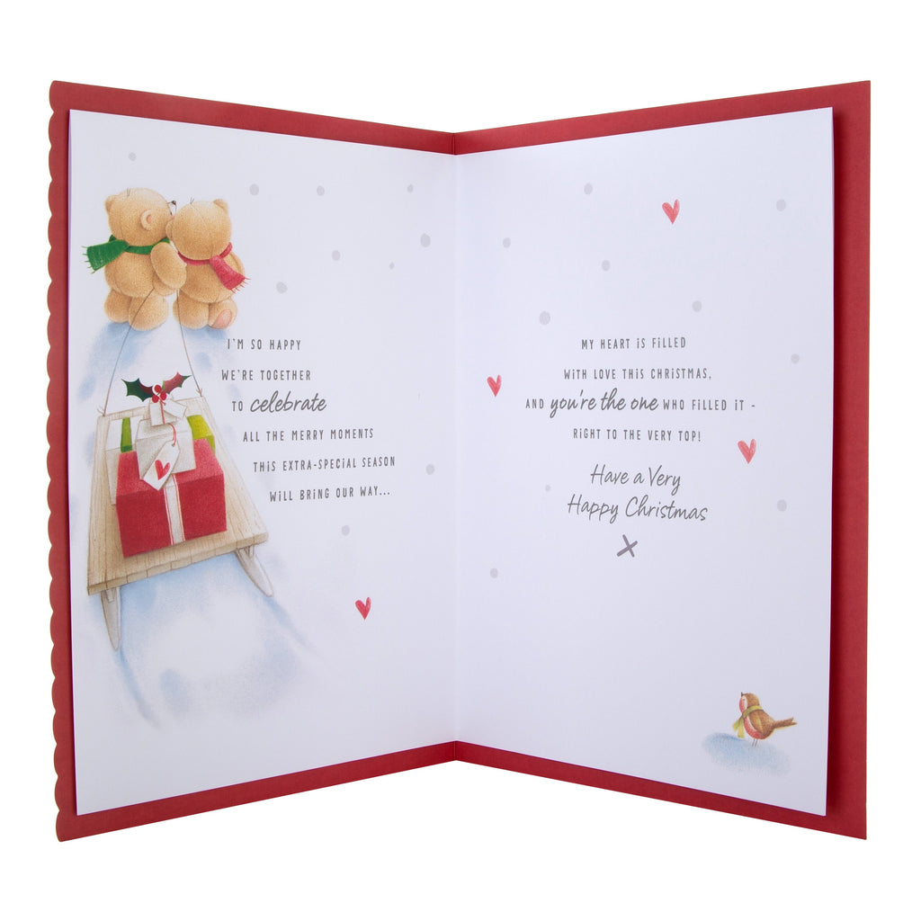 Large Luxury Boxed Christmas Card for Girlfriend - Cute Forever Friends Winter Love Design