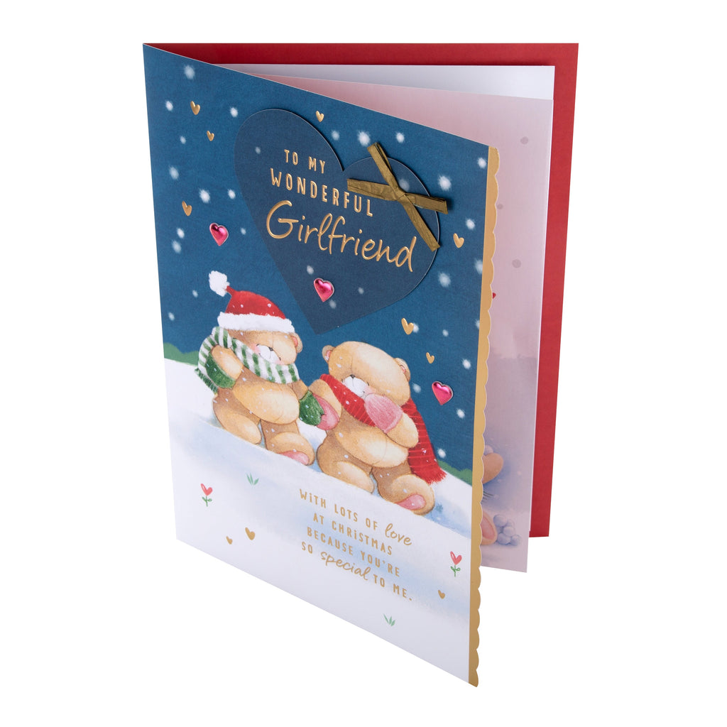 Large Luxury Boxed Christmas Card for Girlfriend - Cute Forever Friends Winter Love Design