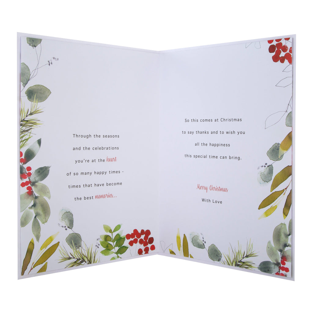 Large Luxury Boxed Christmas Card for Someone Special -  Classic Seasonal Foliage Design