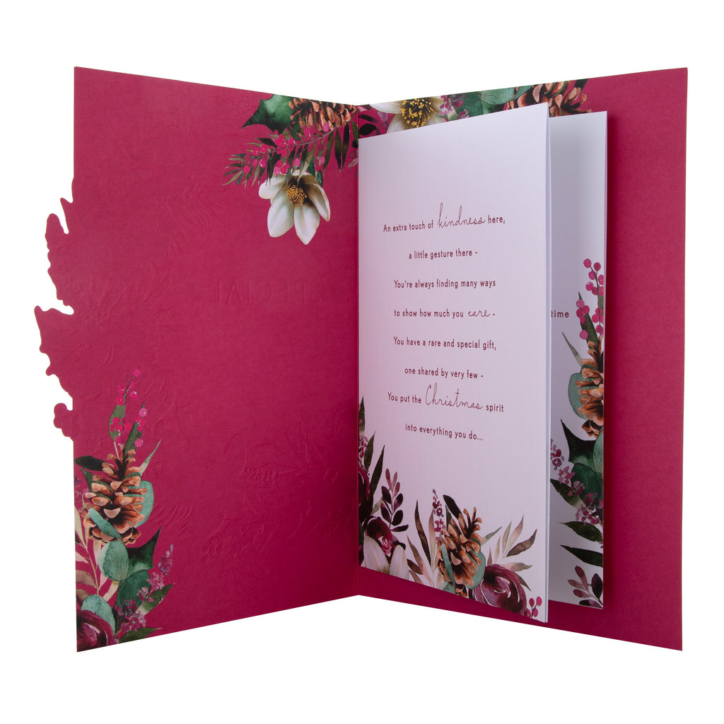 Large Luxury Boxed Christmas Card for Someone Special - Traditional Wreath and Verse Design