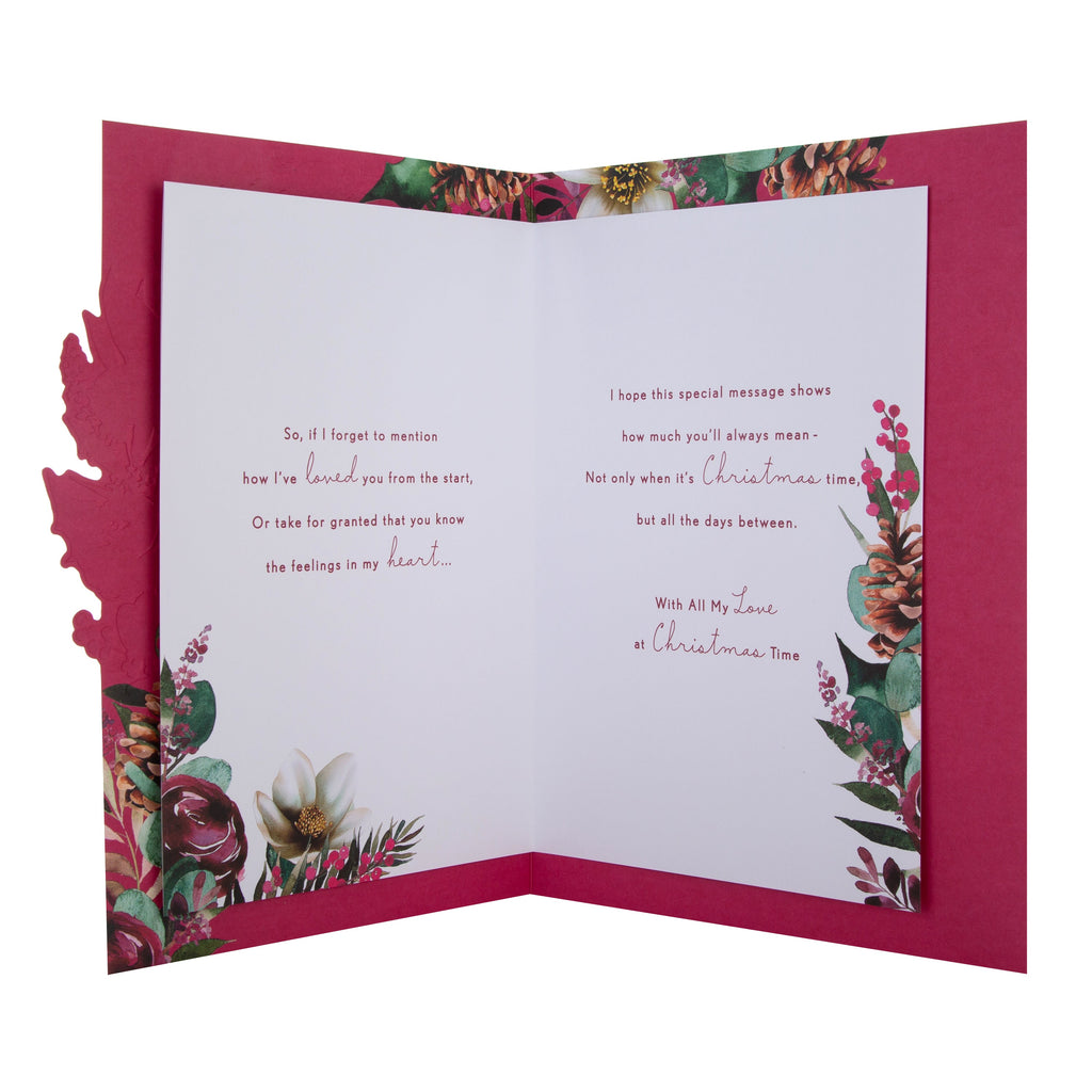 Large Luxury Boxed Christmas Card for Wife - Traditional Wreath and Verse Design