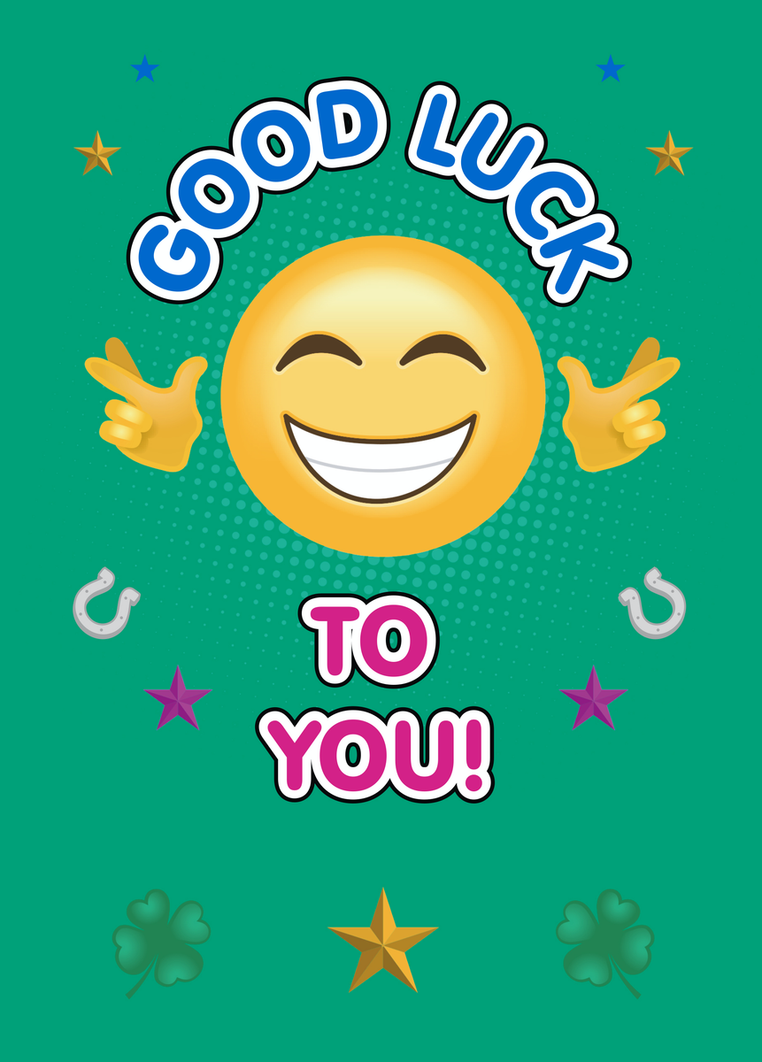 Personalised Good Luck Emoji Card – Hallmark