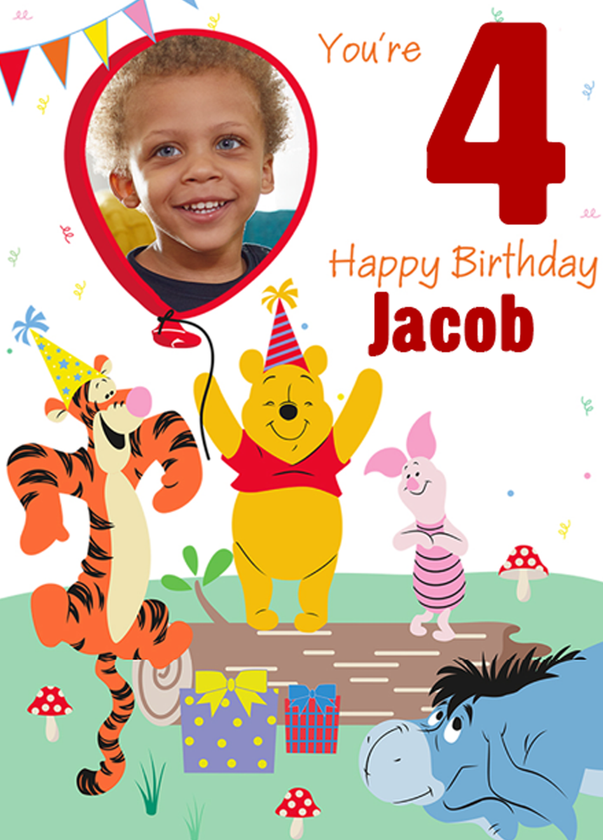 Personalised Kids Disney Winnie the Pooh Photo Birthday Card – Hallmark