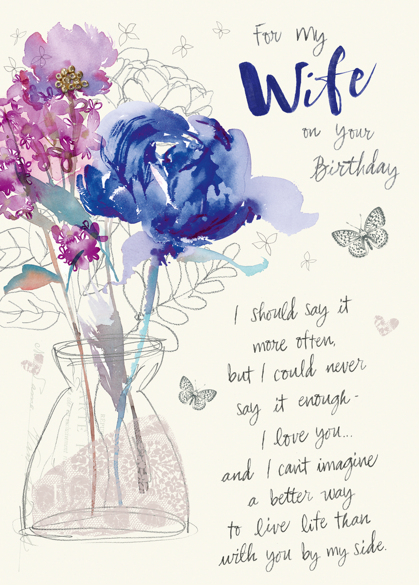 Personalised For Wife Traditional Flowers & Written Verse Card – Hallmark