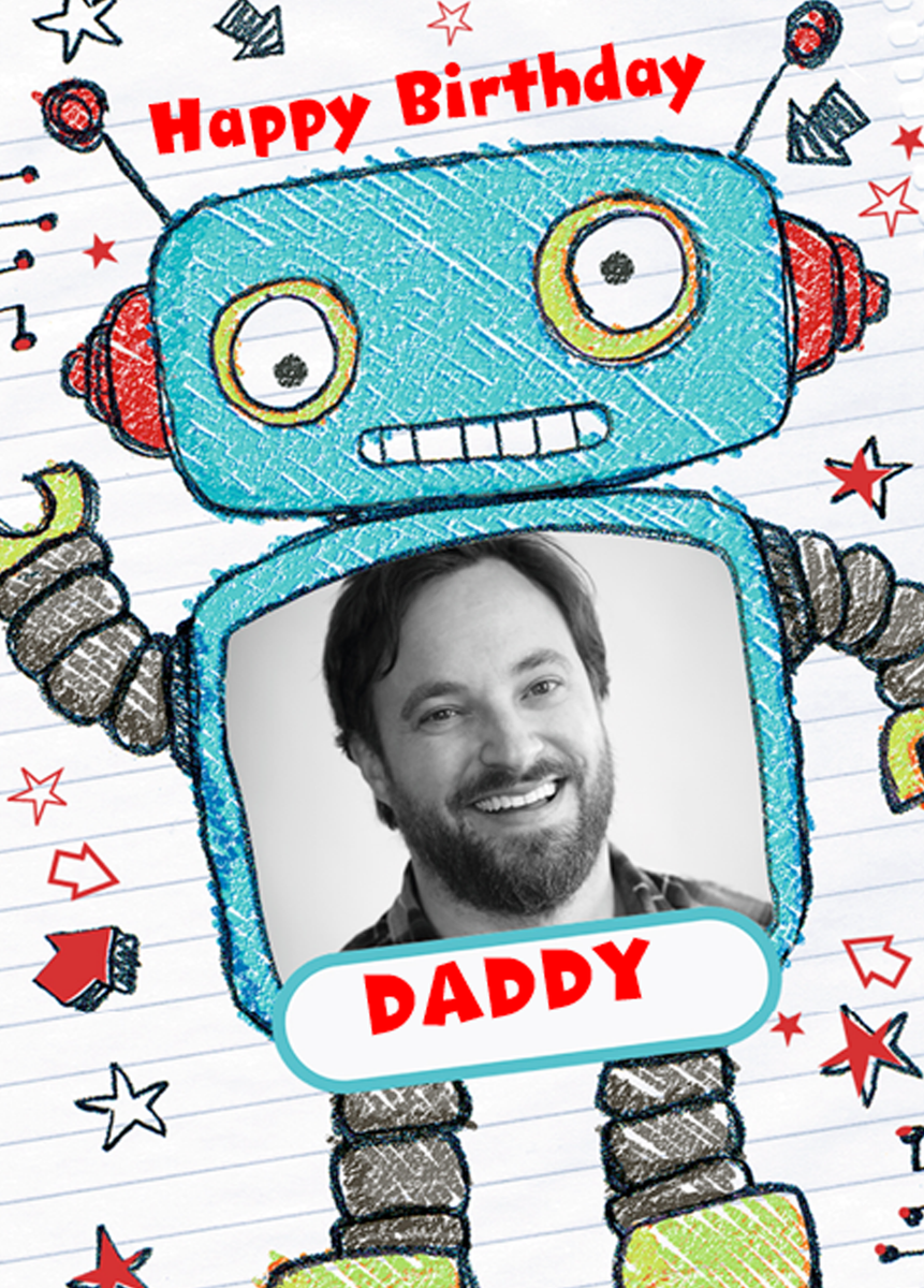 Personalised Daddy Robot Photo Card Hallmark