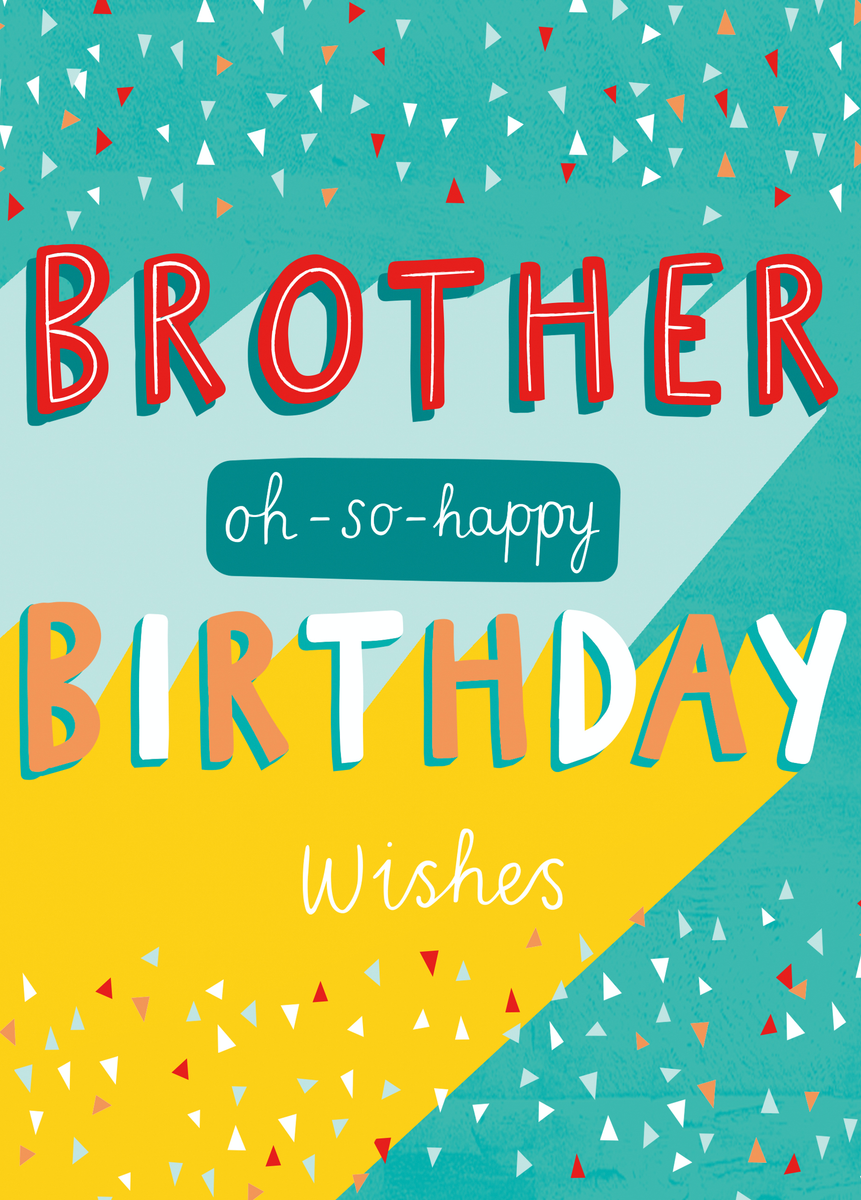 Personalised Multi-Coloured Text Brother Birthday Card – Hallmark