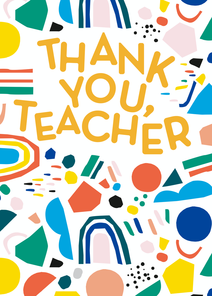 Personalised Thank You Teacher Multicoloured Pattern Card – Hallmark